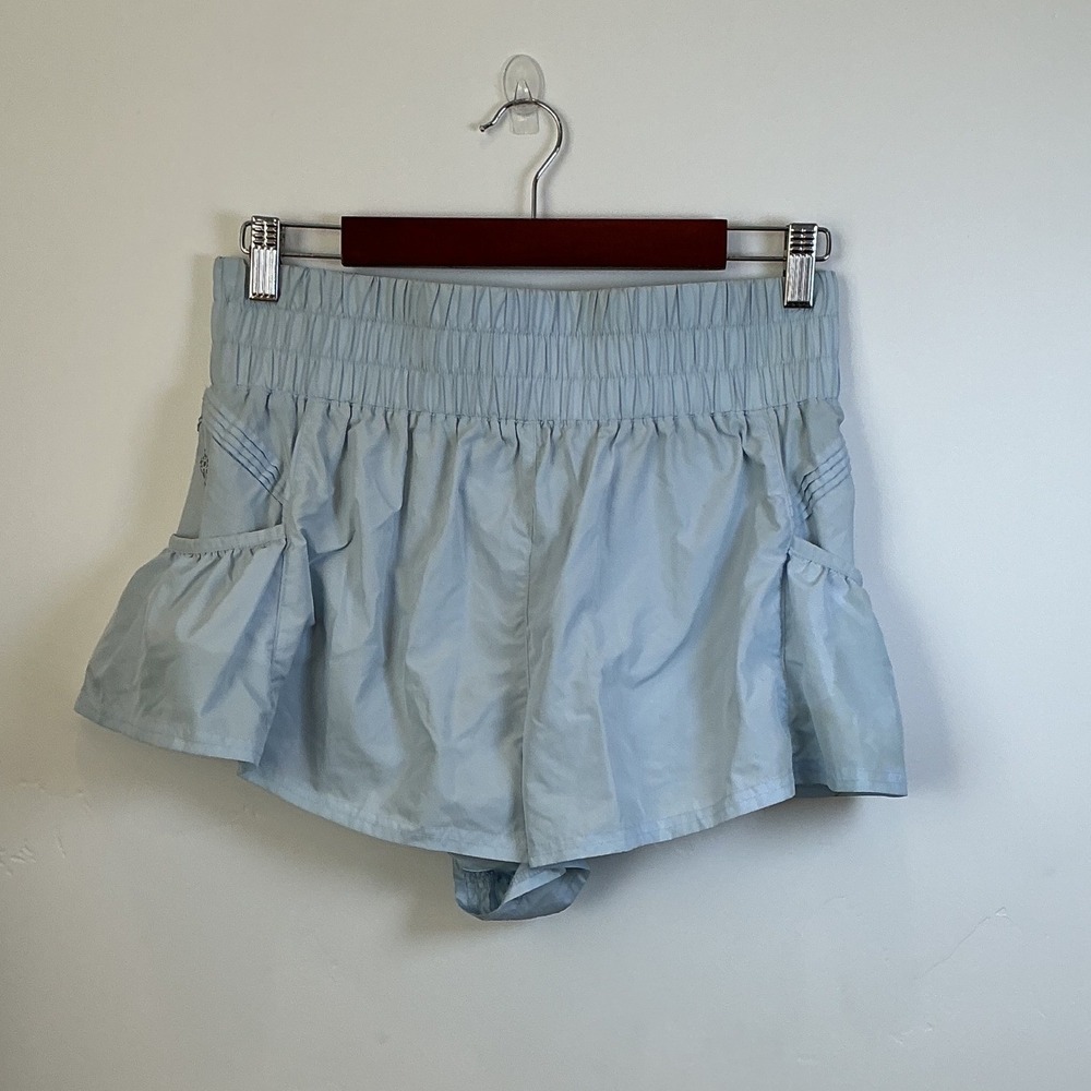 Free People Movement The Way Home Shorts Light Blue Smocked High Rise M/L